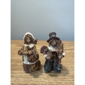 Ganz Thanksgiving Couple Figurines Pair‎ Resin 4" Tall